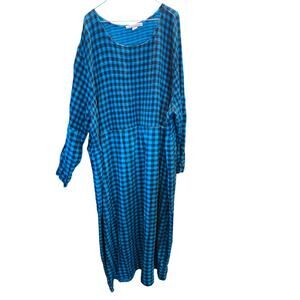 Dreams & Co Nightgown Dress 26/28 2x Womens Plus Size Long Sleeve Blue Black